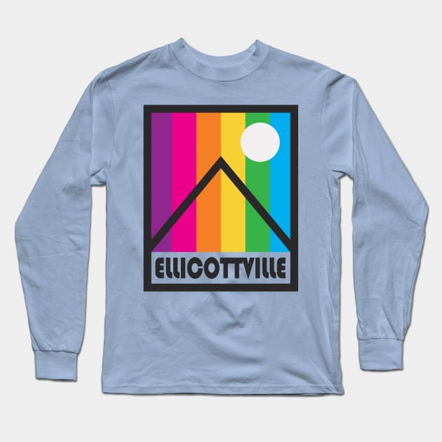 Ellicottville New York Souvenir Gift Rainbow Mountains Long Sleeve T-Shirt by PodDesignShop